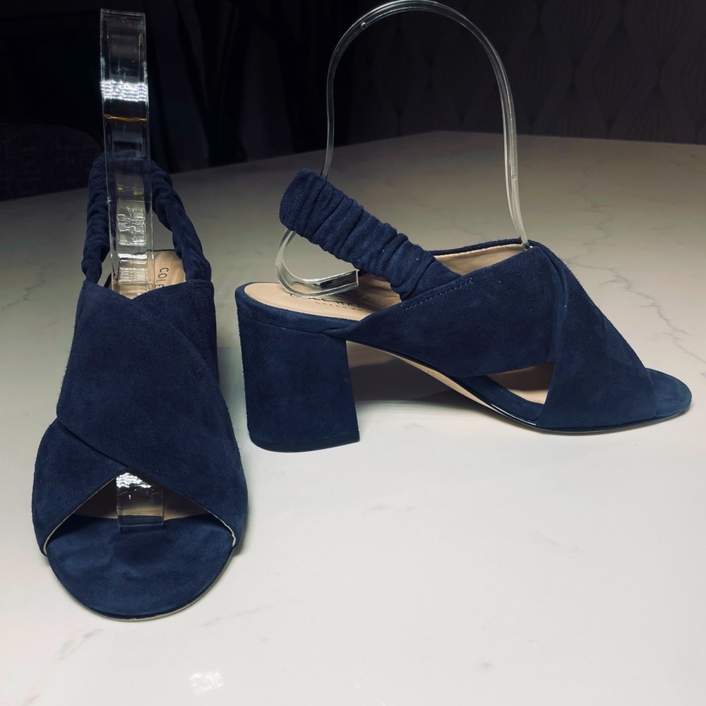 NWOT Cole Haan | Blue Suede Slingback Sandals - Picture 2 of 9